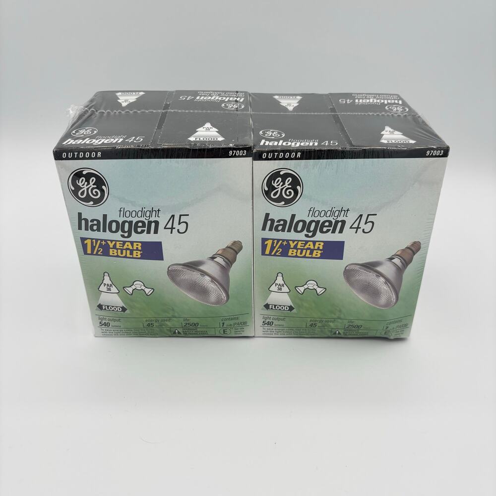 GE Halogen Outdoor Floodlight 45W Output 540 Lumens 2500 Hours NIB 97003 2-Pack